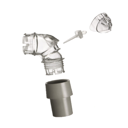 Quattro elbow, valve and swivel clip assembly